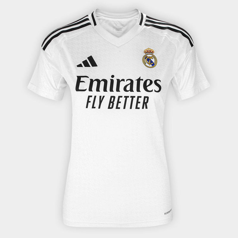 Camisa Real Madrid Home 24/25 Torcedor Adidas Feminina - Branco