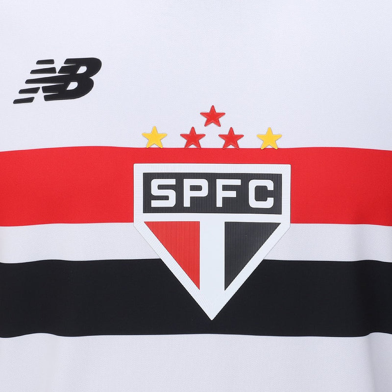 Camisa São Paulo I 24/25 Torcedor New Balance Masculina - Branco e Vermelho